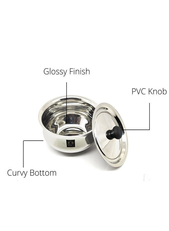 Nyra Kitchenware Silver-Toned Dishwasher Safe Stainless Steel Cooking Handi With Lid - Image 5